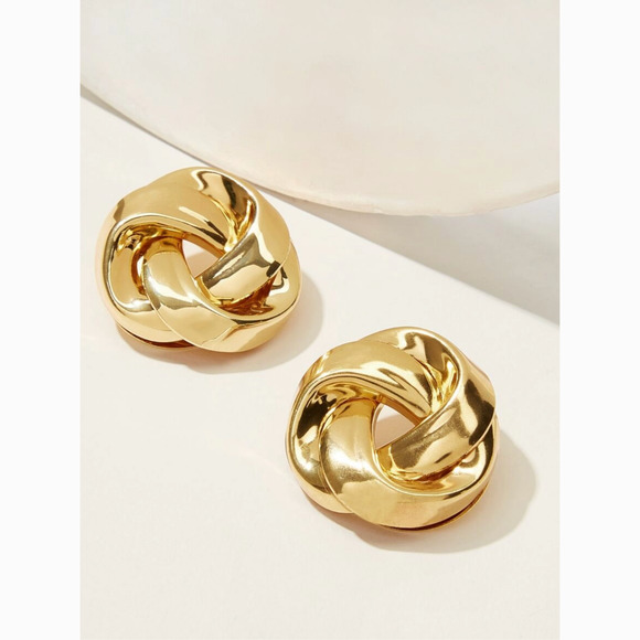 Anthropologie Jewelry - Gold Vintage Twist Stud Statement Earrings
